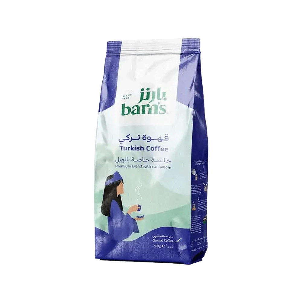 قهوة بارنز تركي مطحونة خلطة خاصة بالهيل ، 200 جرام من عال الكيف