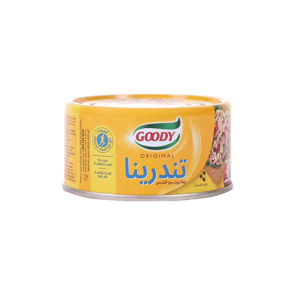 تونة قودي تندرينا بزيت دوار الشمس ، 185 جرام من عال الكيف