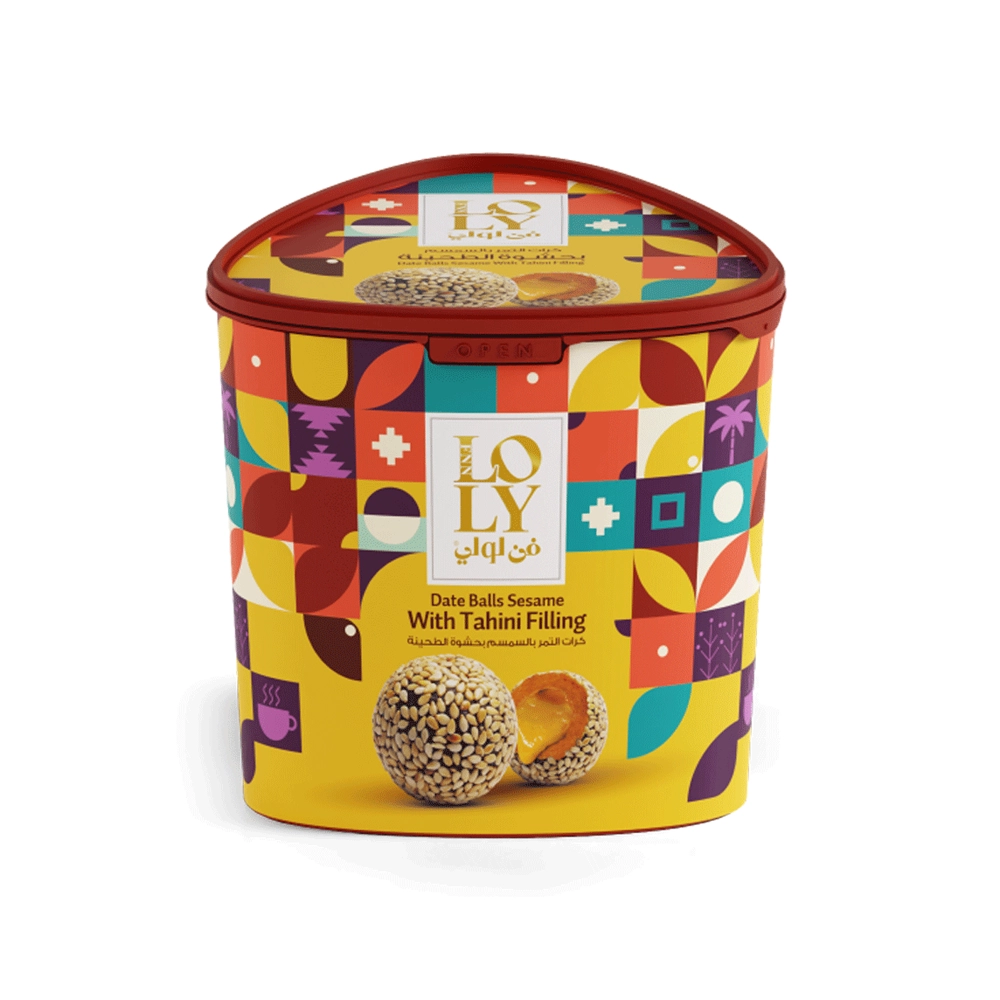 فن لولي كرات التمر بالسمسم بحشوة الطحينة ، 400 جرام من عال الكيف