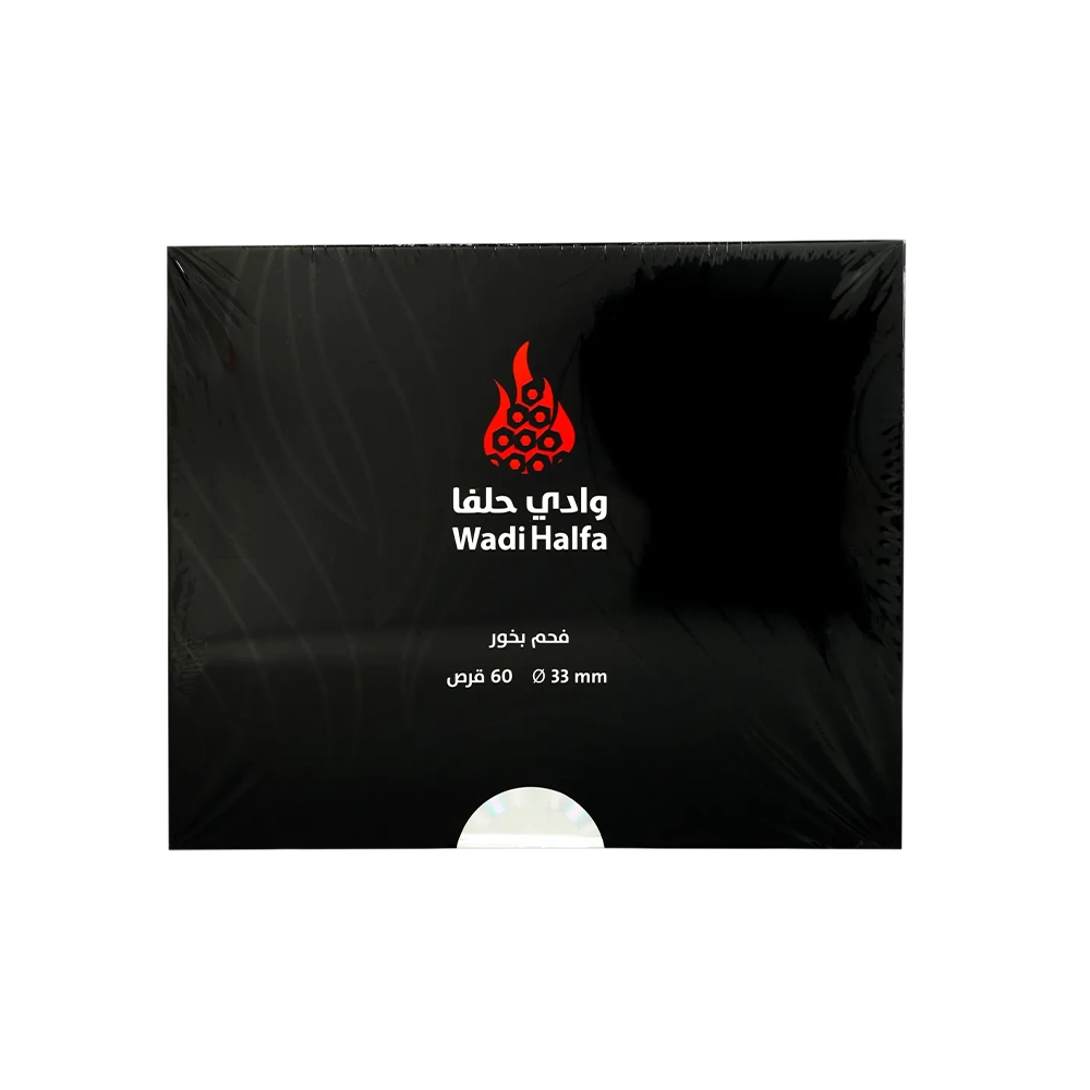 فحم بخور وادي حلفا اسود سريع الاشتعال ، 60 قرص من عال الكيف